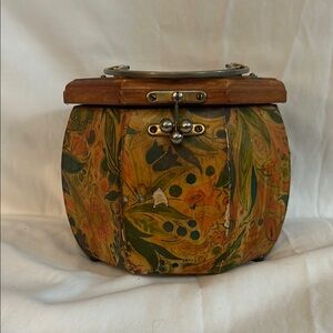 Vintage Floral Patterned Women's wooden Bag